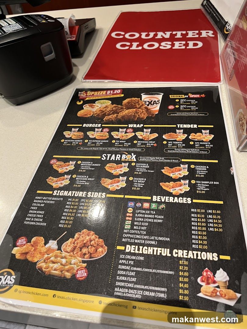 Texas Chicken Menu