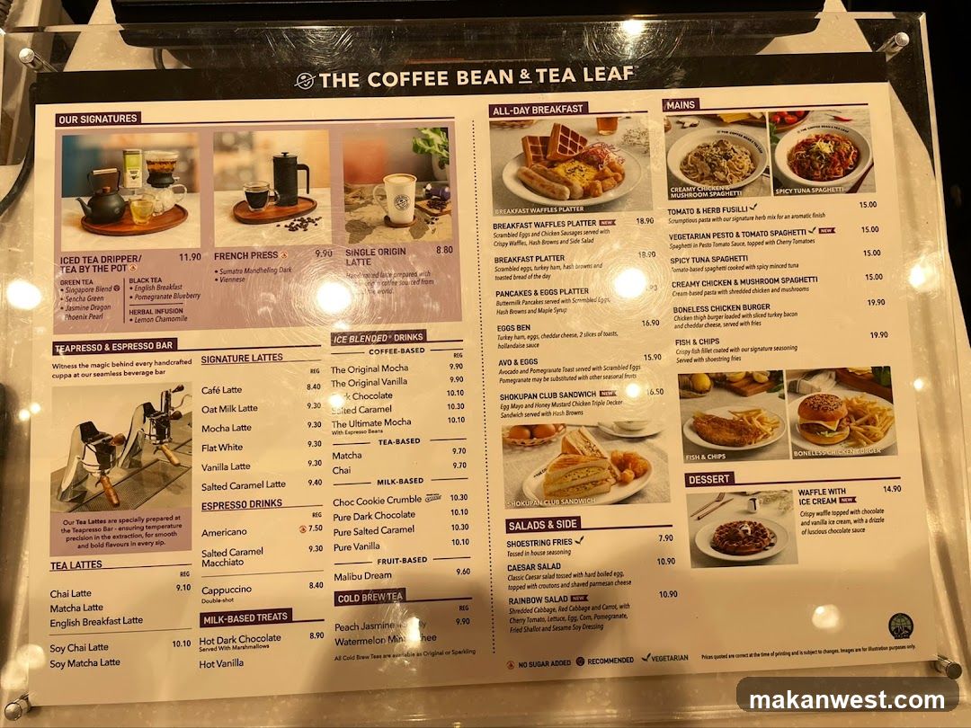 The Coffee Bean & Tea Leaf Menu