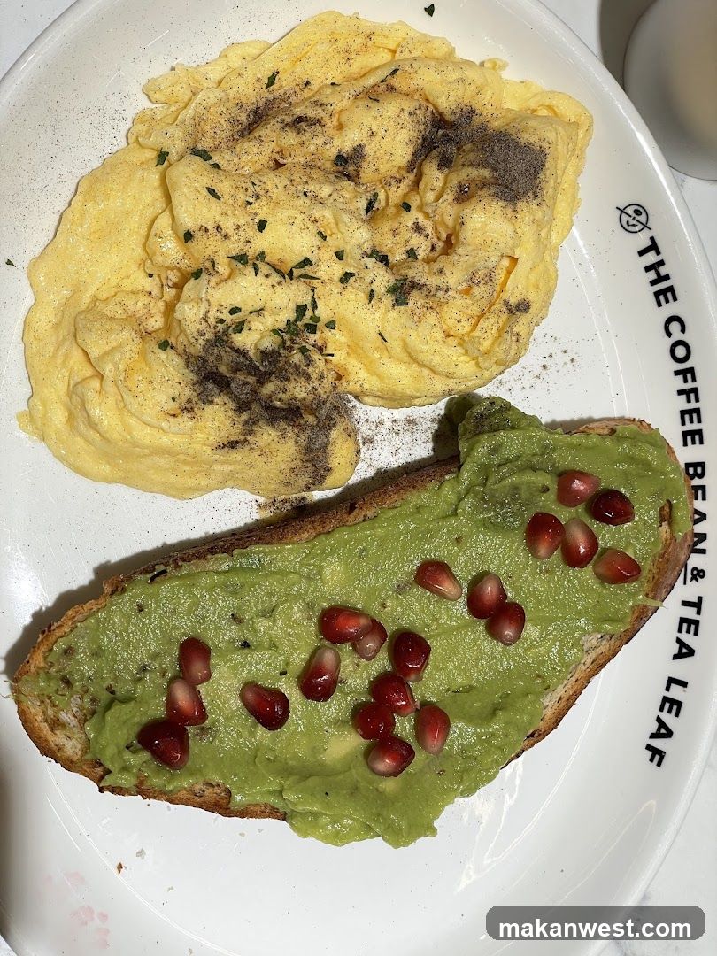 Avocado Toast and Scrambled Eggs Plate