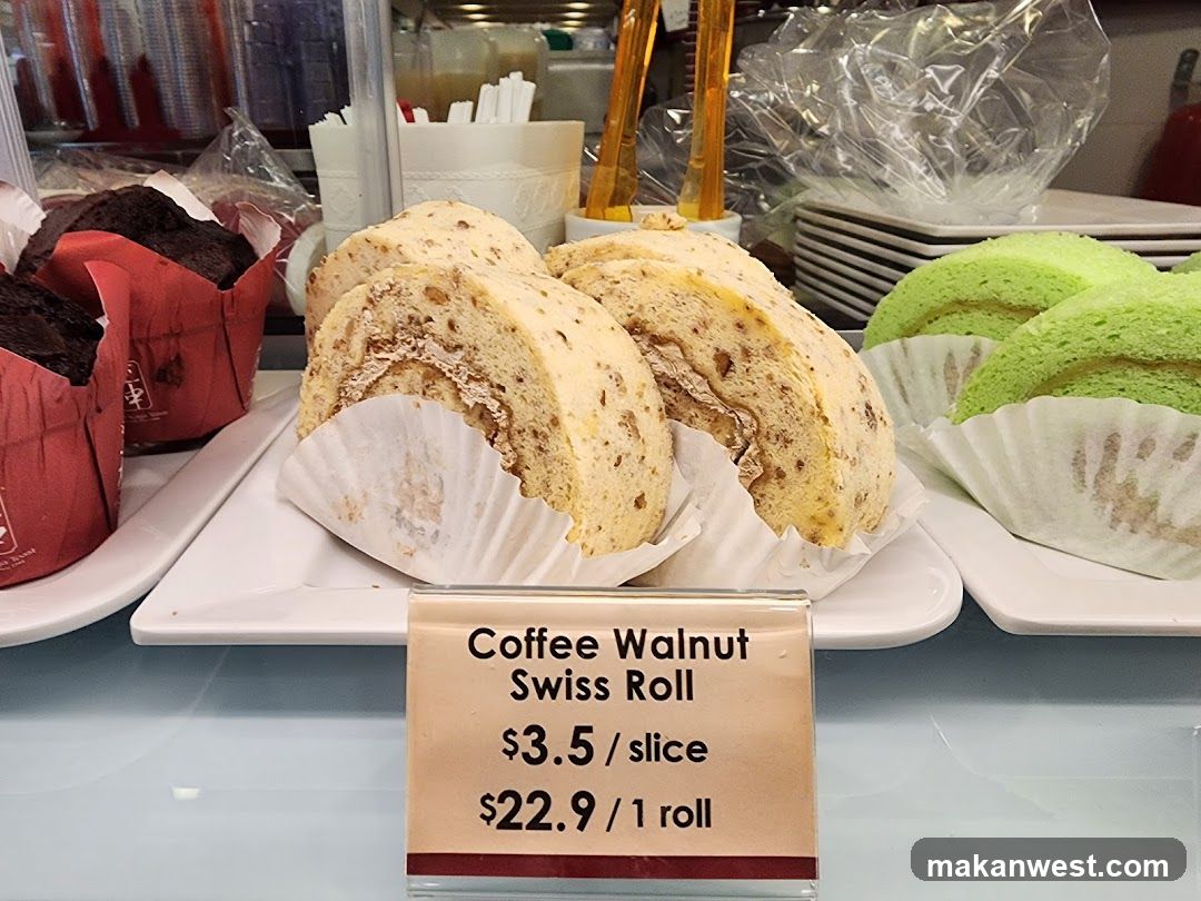 Coffee Walnut Swiss Roll Display