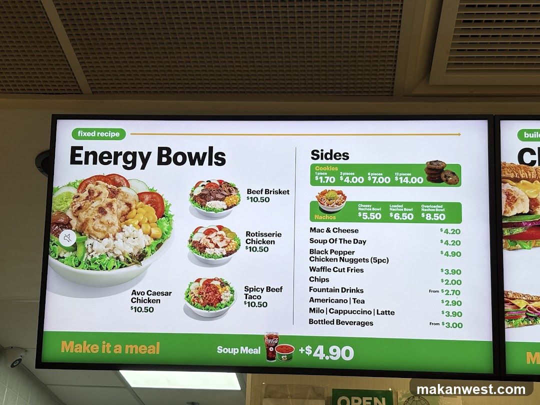 Energy Bowls Menu Board