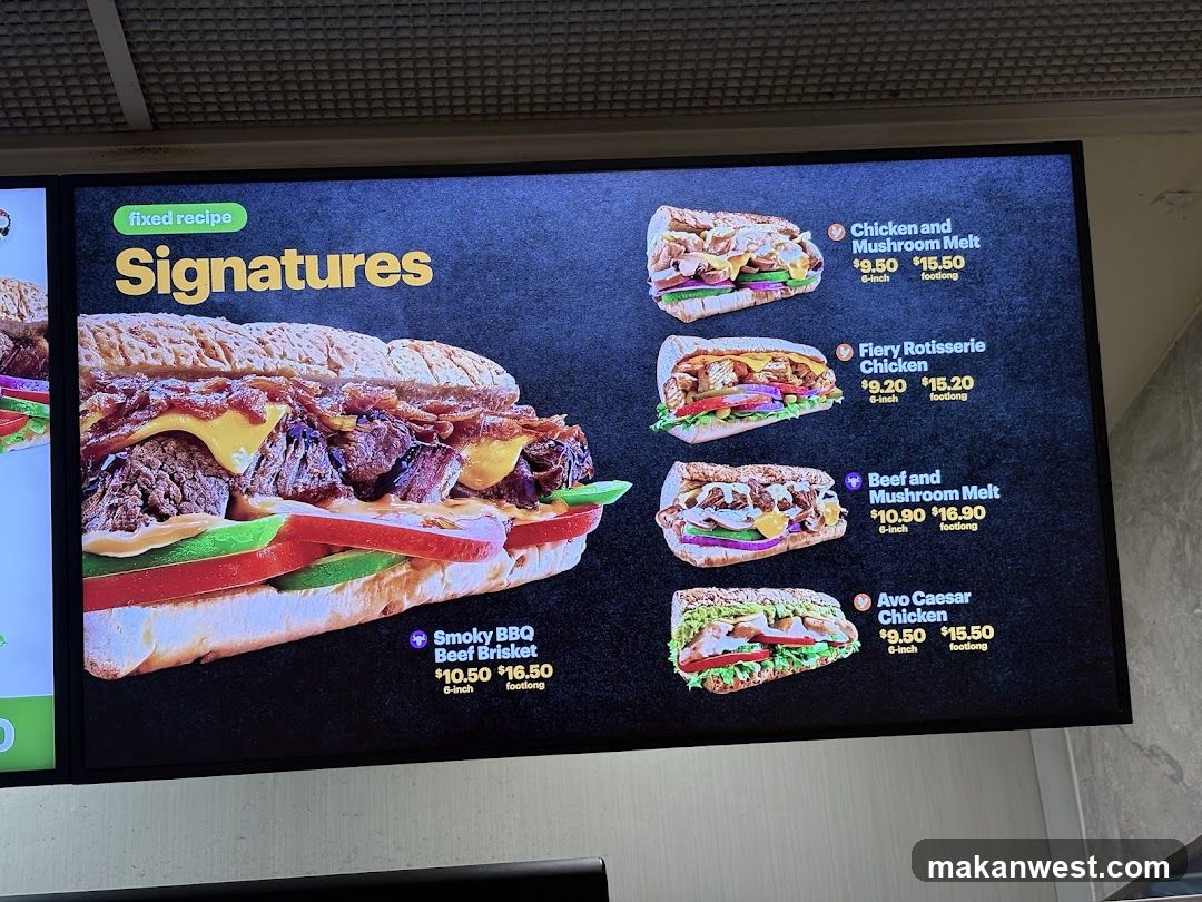 Subway Signatures Menu Board