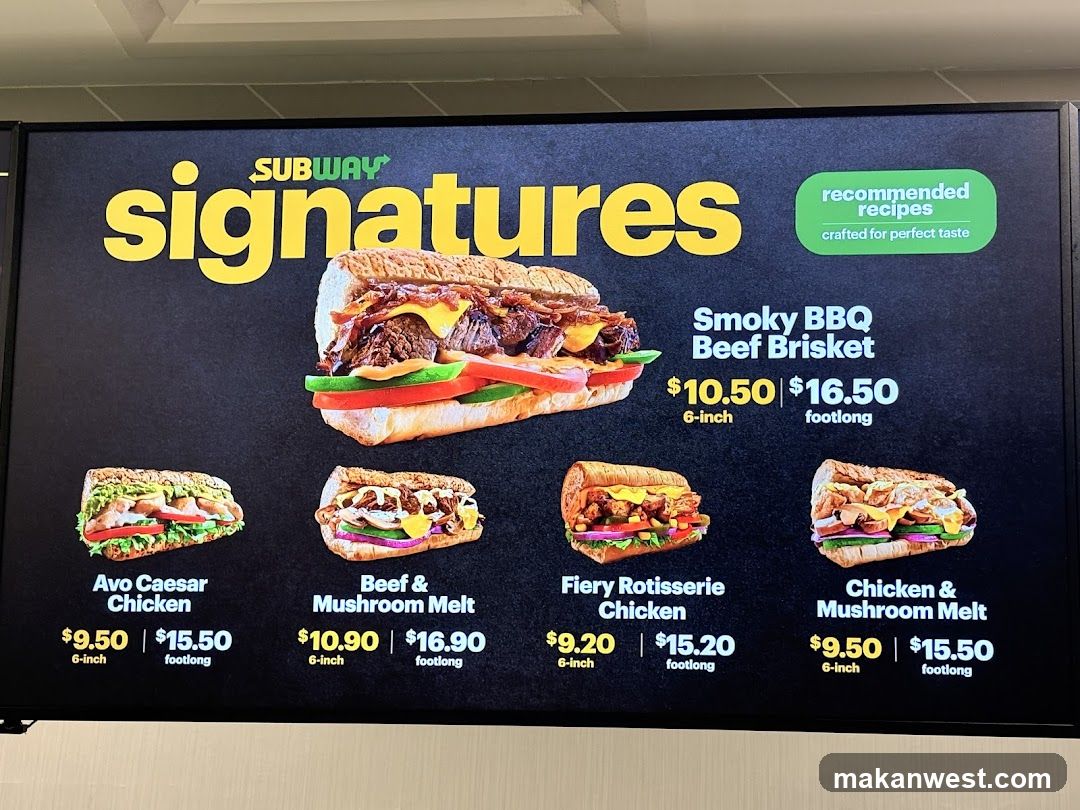 Subway Signatures Menu Board