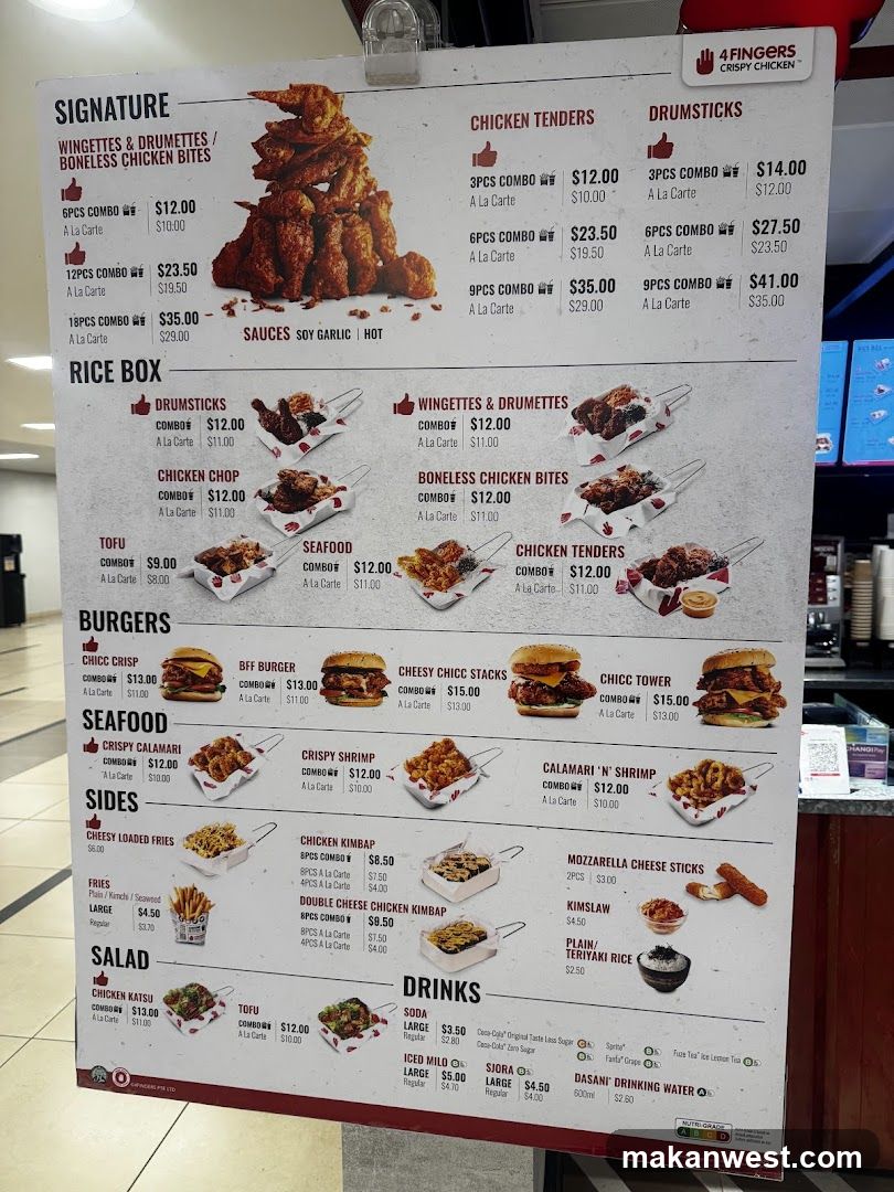 4 Fingers Crispy Chicken Menu