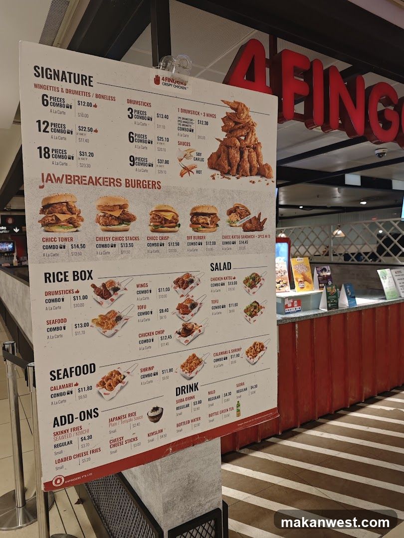 4 Fingers Chicken Menu Board