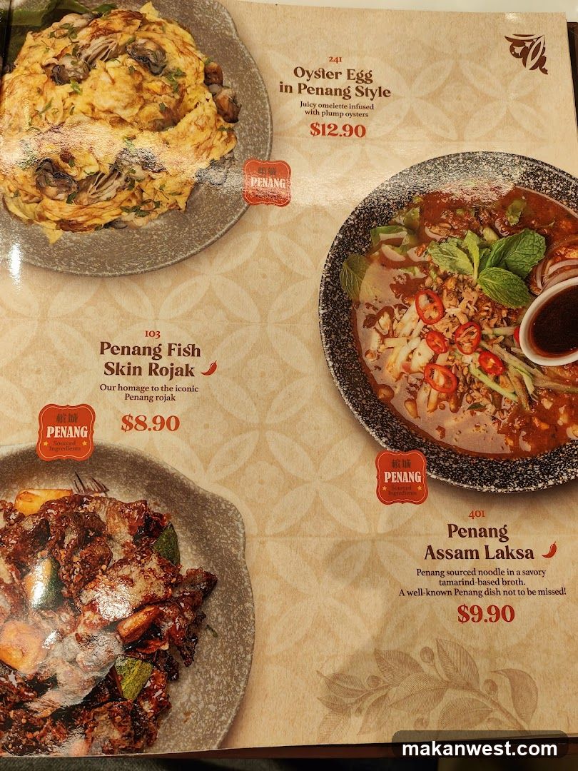 Penang Cuisine Menu Page