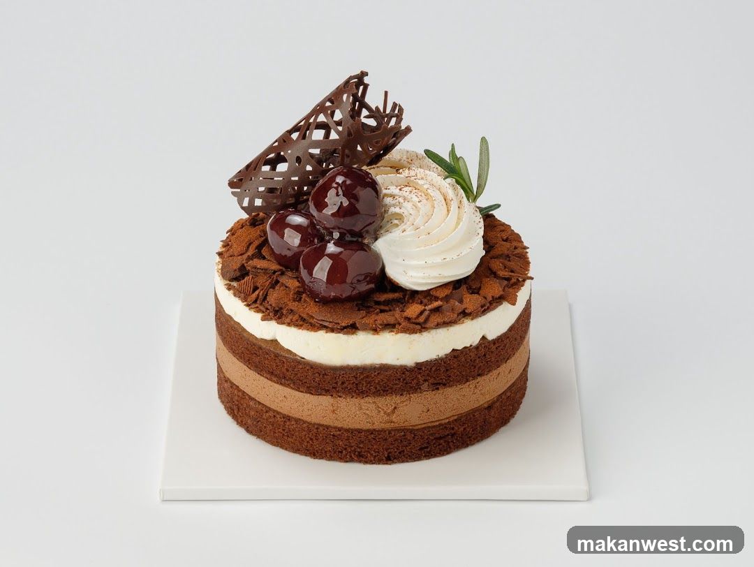 Chocolate Cake with Whipped Cream and Cherries