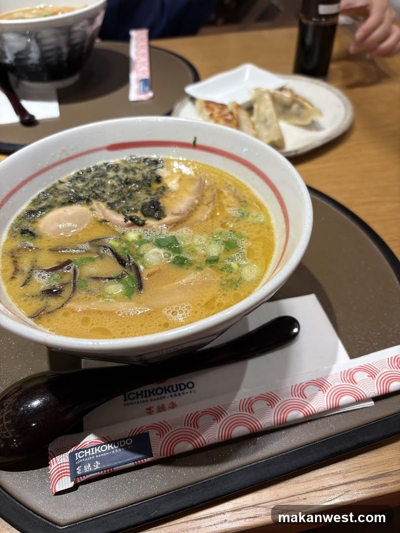 Ramen Bowl with Gyoza and Chopsticks
