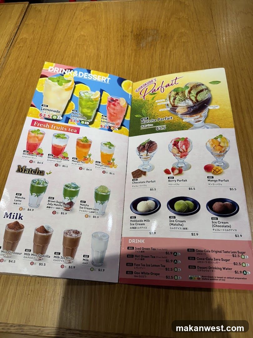 Matcha Parfait Menu