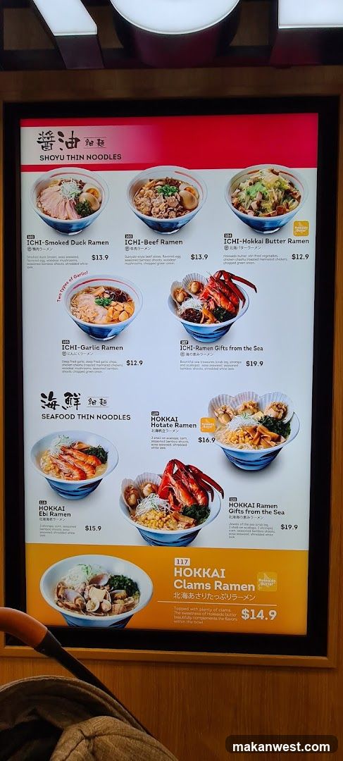 Shoyu Thin Noodles & Hokkai Ramen Menu Board