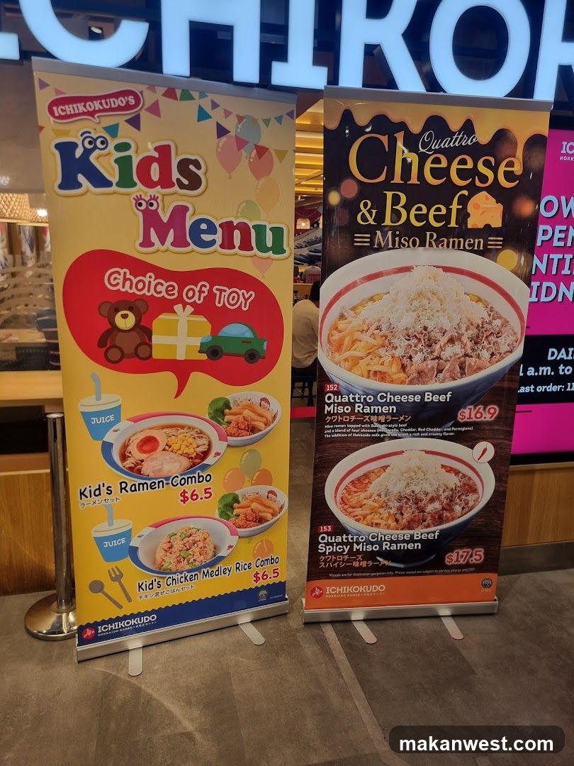 Ichikudo's Kids Menu and Ramen Advertisements