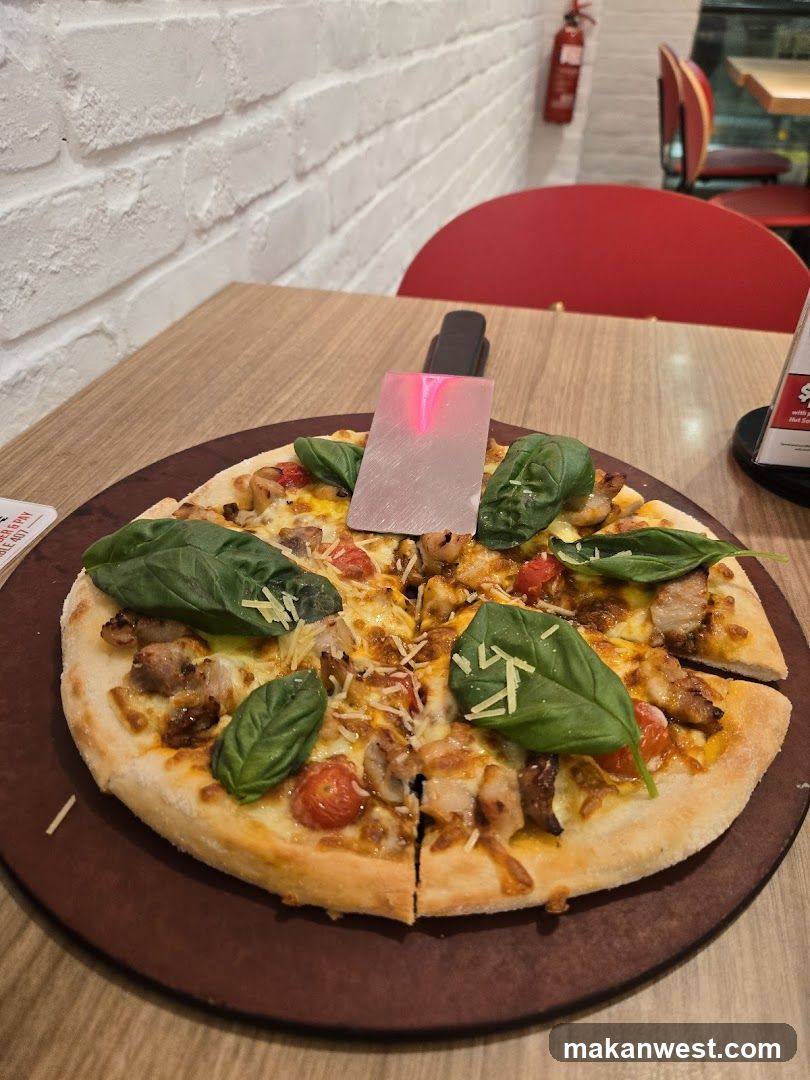 Pizza with Basil and Cheese