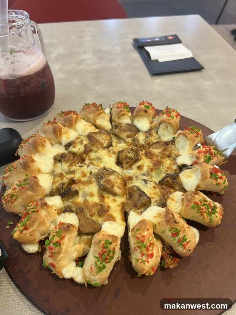 Pizza with Bread Edges and Drink