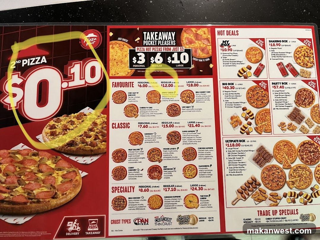Pizza Hut Menu Board