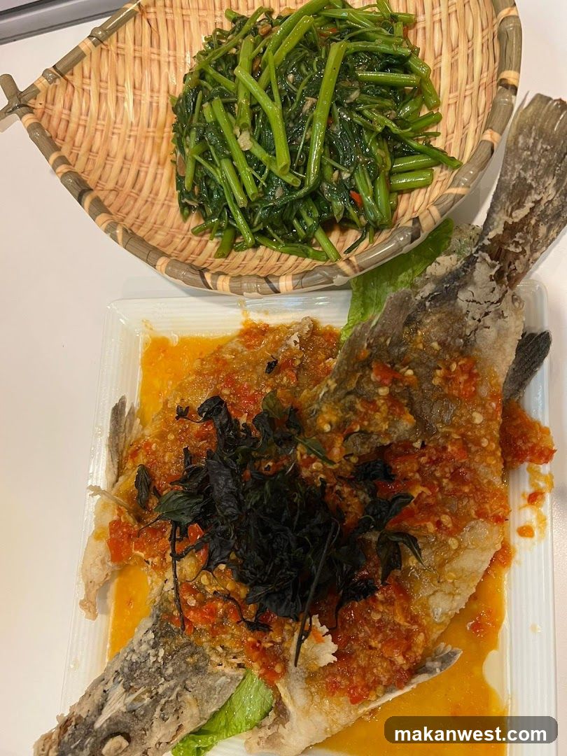 Sichuan-style Fish and Stir-fried Water Spinach