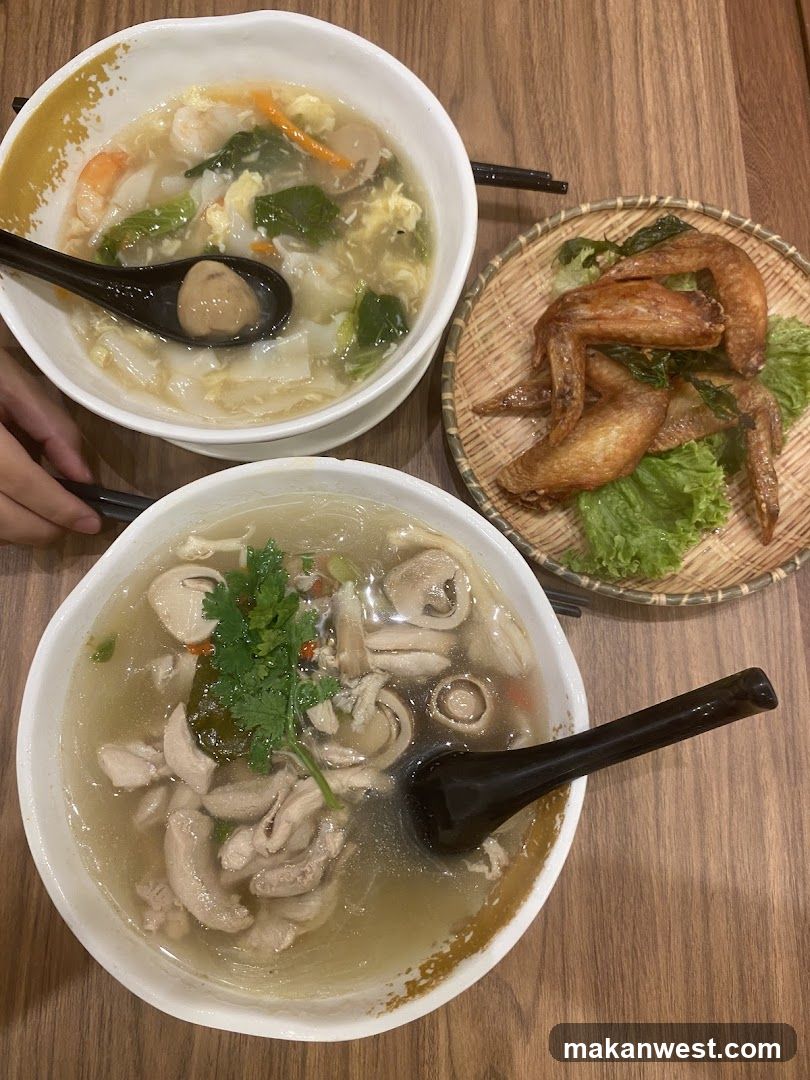 Soup and Fried Wings Meal