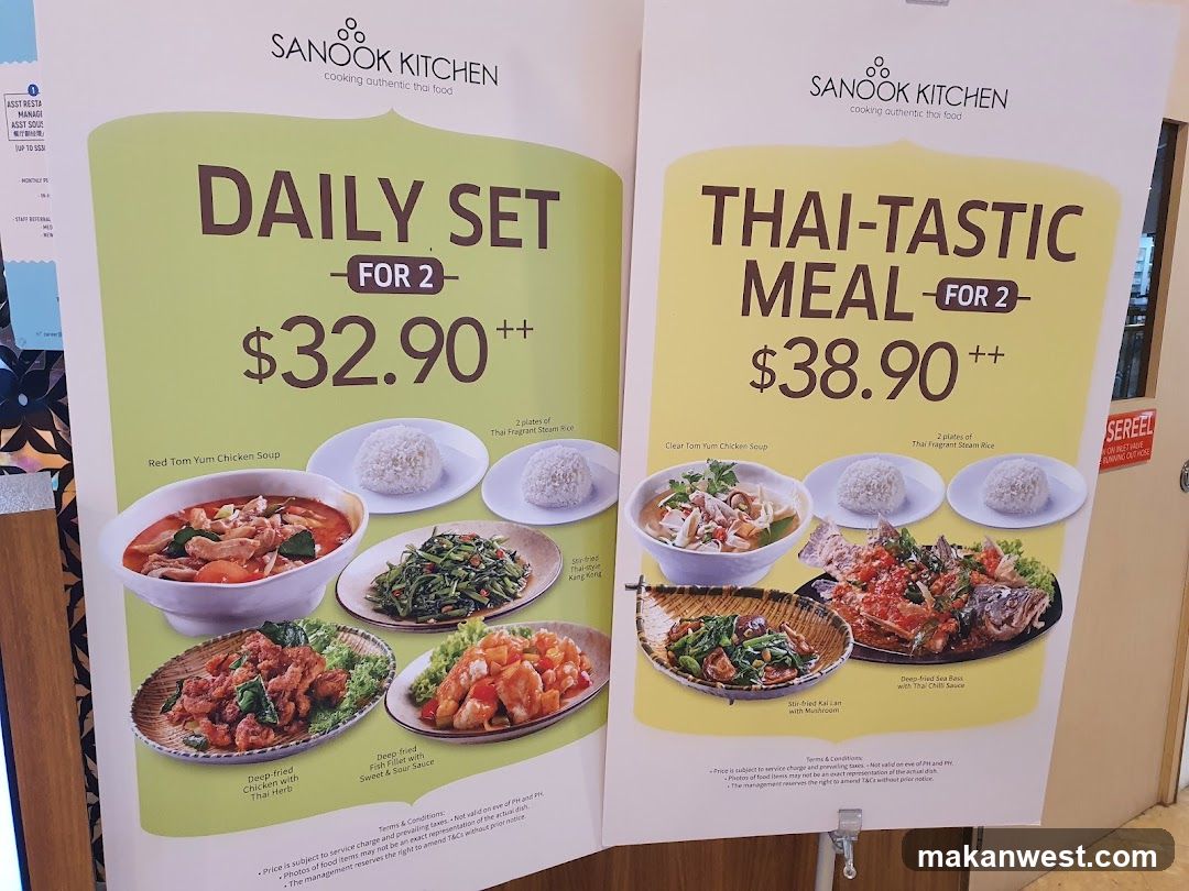 Sanook Kitchen Daily Set & Thai-Tastic Meal Menu Display