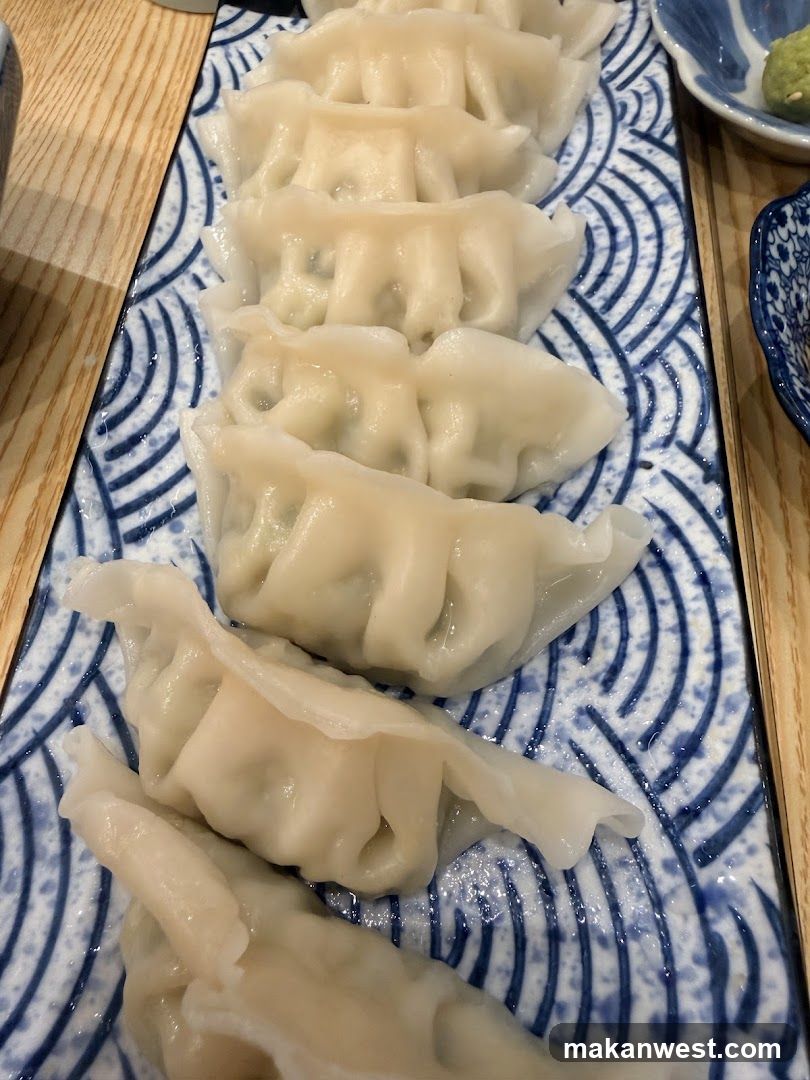 Dumplings on a Blue and White Plate