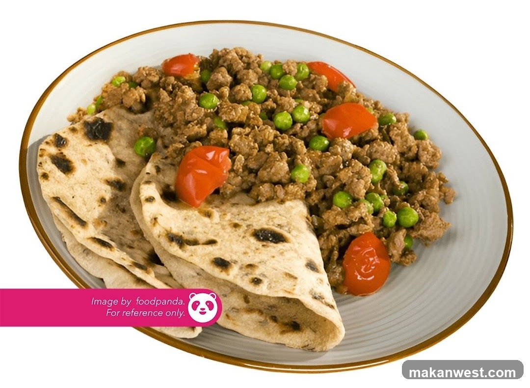 Plate of Minced Meat with Peas and Flatbread