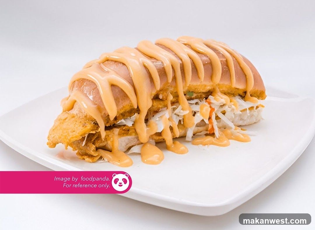 Fried Chicken Sandwich with Sauce Drizzle