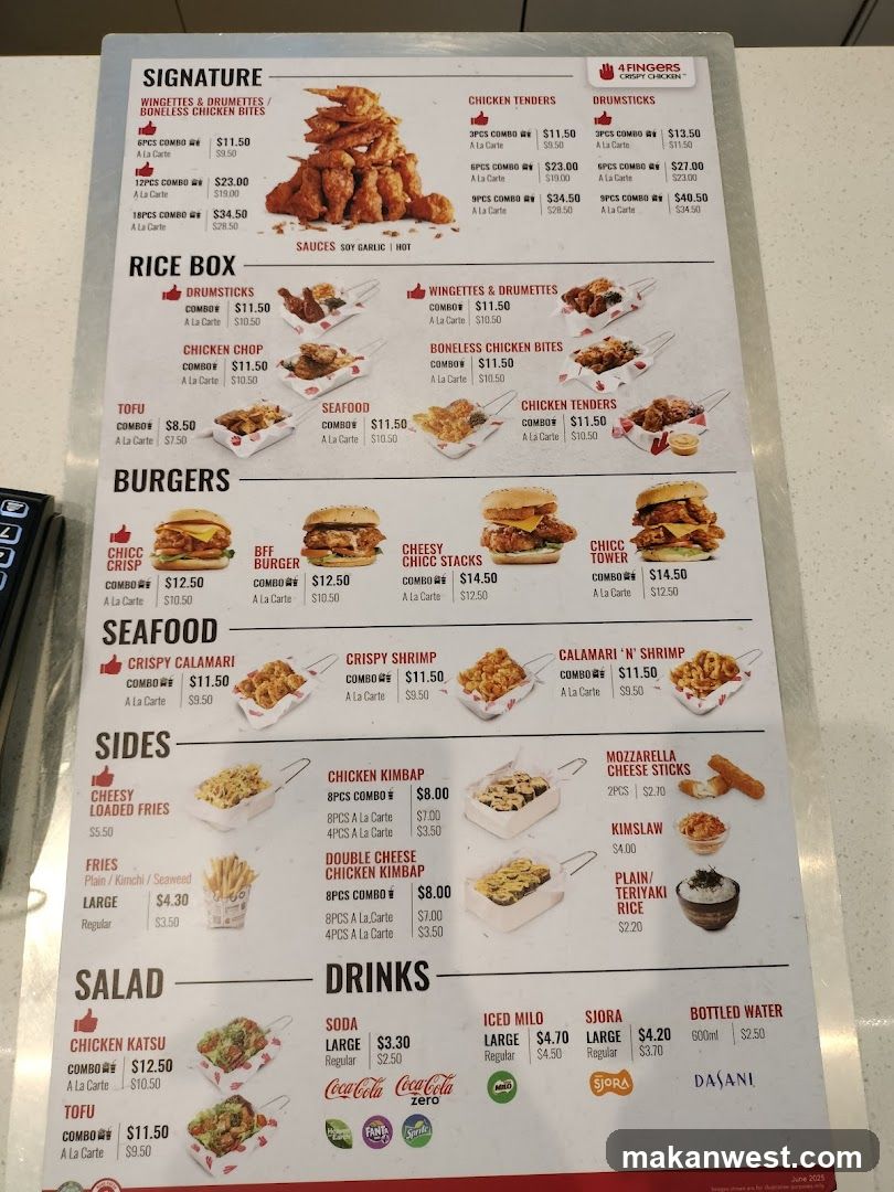 4 Fingers Chicken & Rice Menu