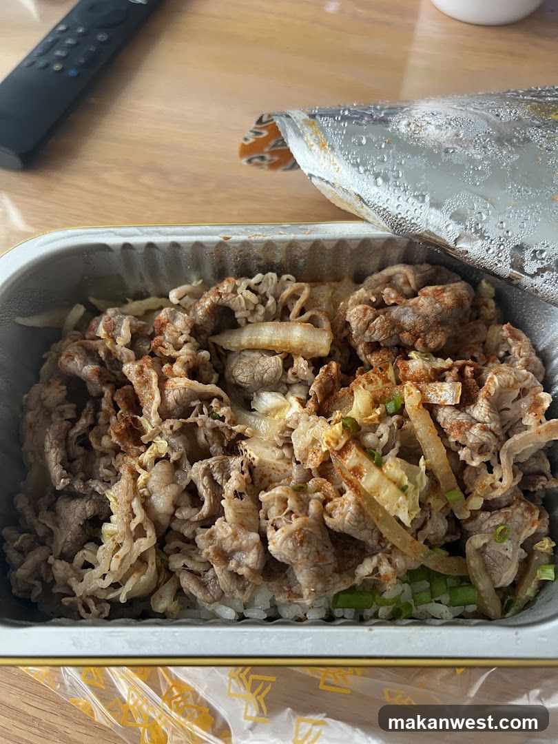 Takeout Meal Container with Beef and Rice