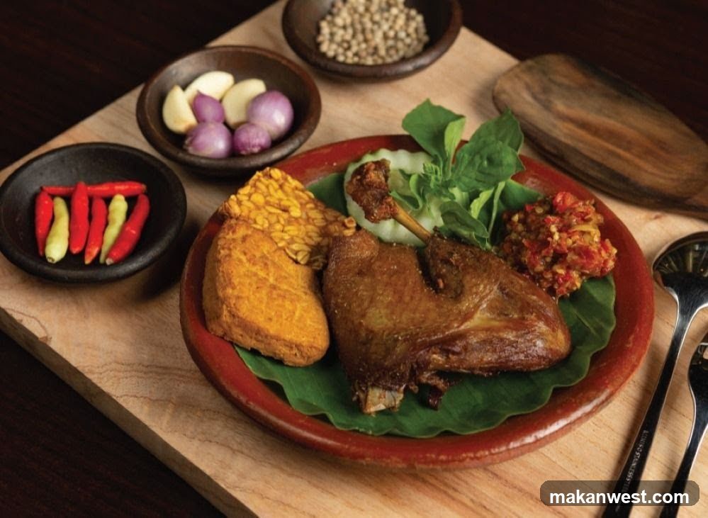 Traditional Indonesian Meal with Chicken and Sambal