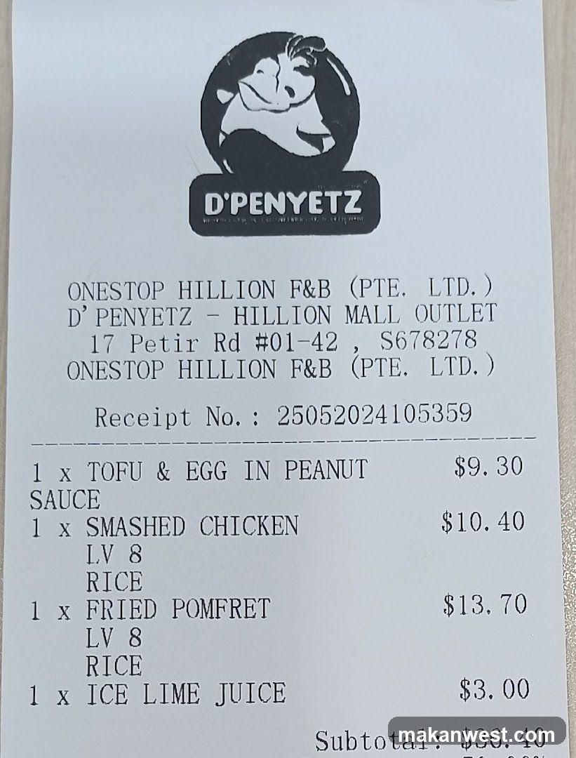 D'PENYETZ Receipt