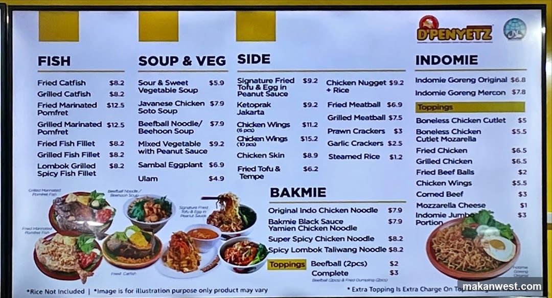 D'PENYETZ Menu Board