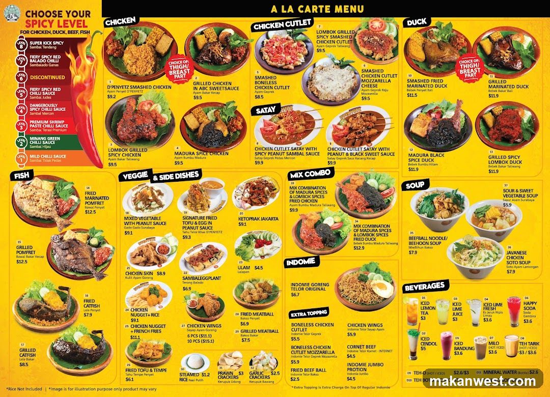 A La Carte Menu