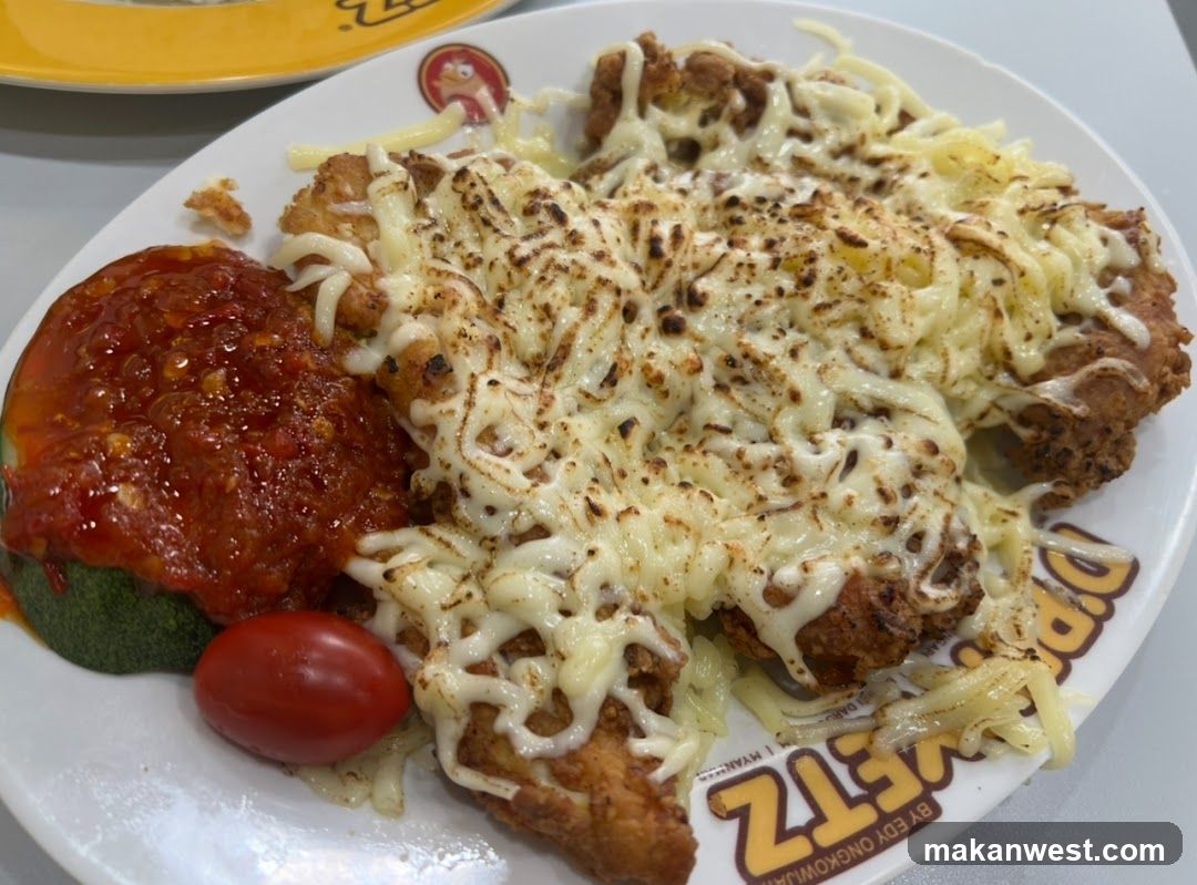 Cheesy Fried Chicken with Tomato Sauce