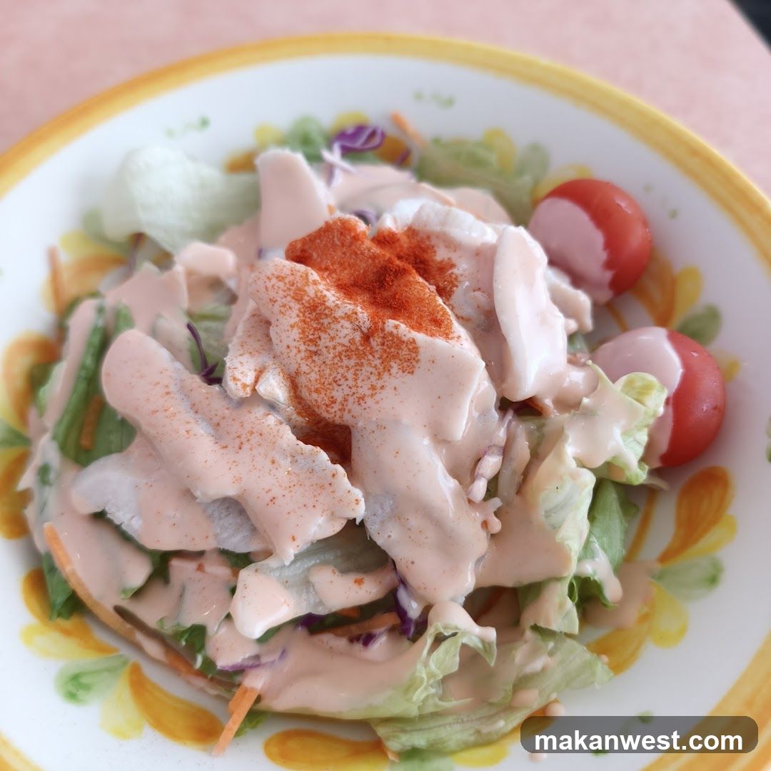 Salad with dressing and spice