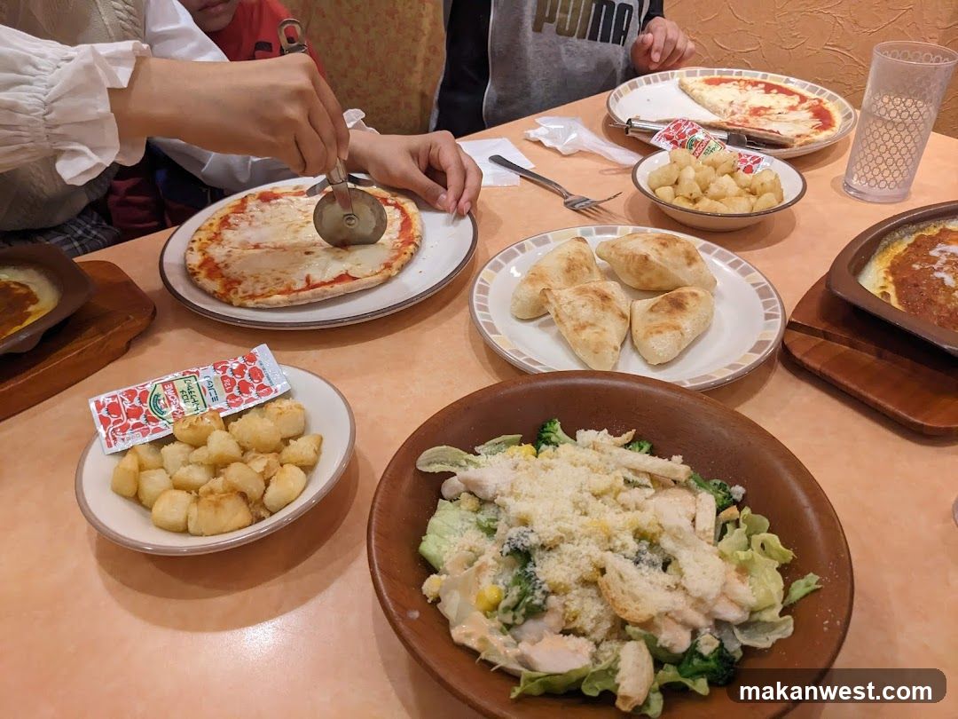 Pizza and Salad Meal at Restaurant