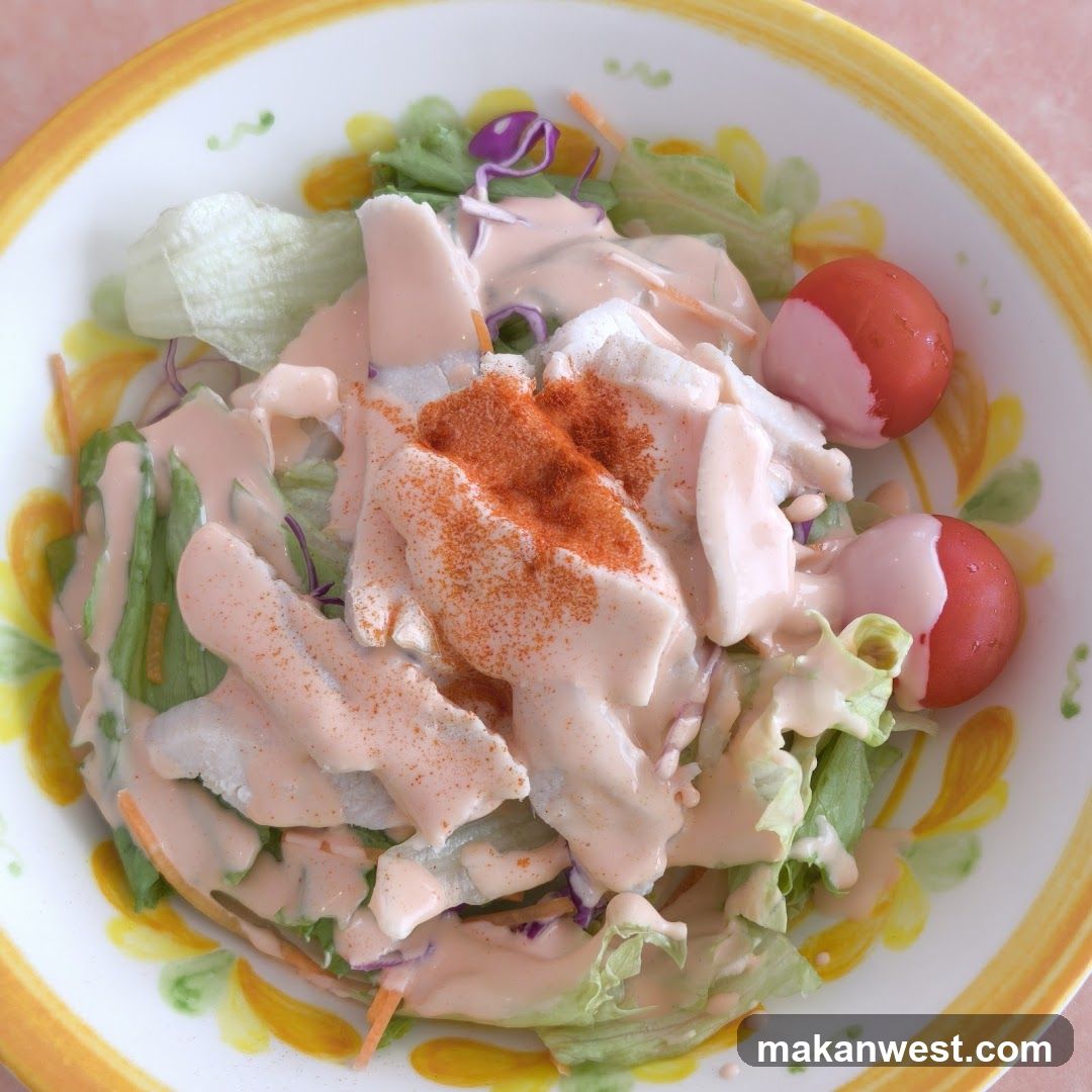 Salad with dressing and spices