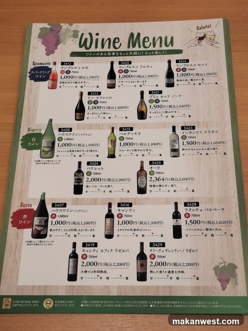 Wine Menu