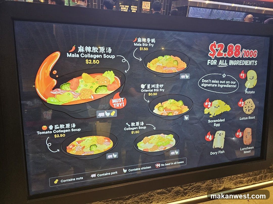 Mala Collagen Soup Menu Board