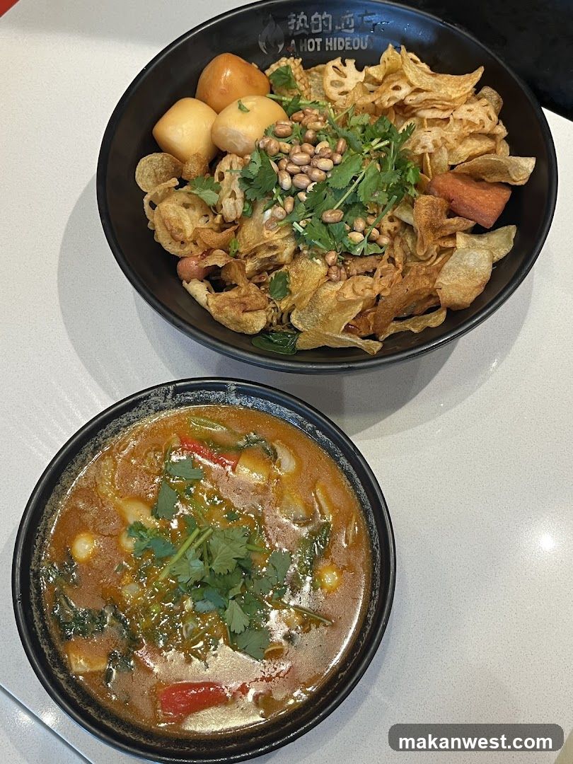 Food Bowls with Curry and Fried Items