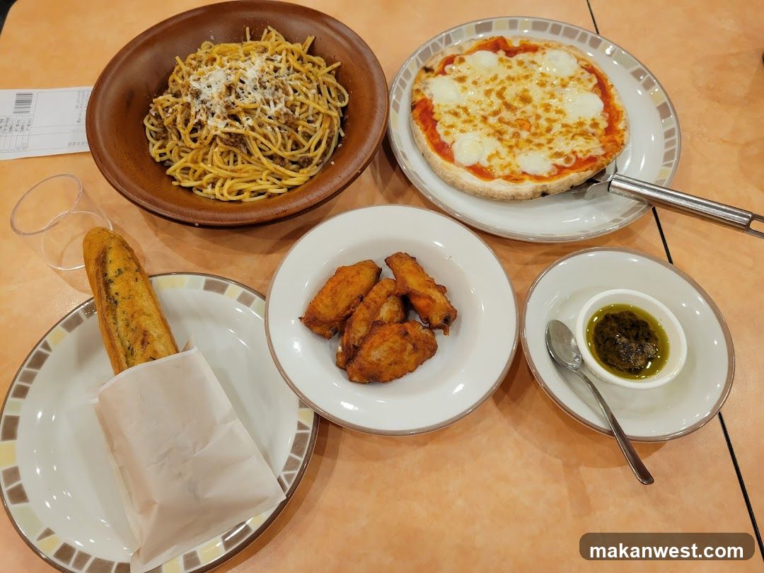 Italian-style meal spread