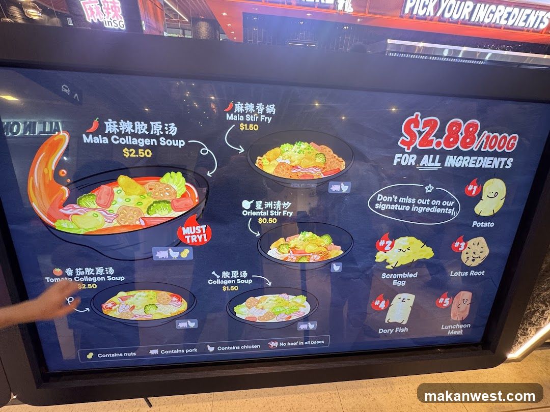 Mala Collagen Soup Menu Display