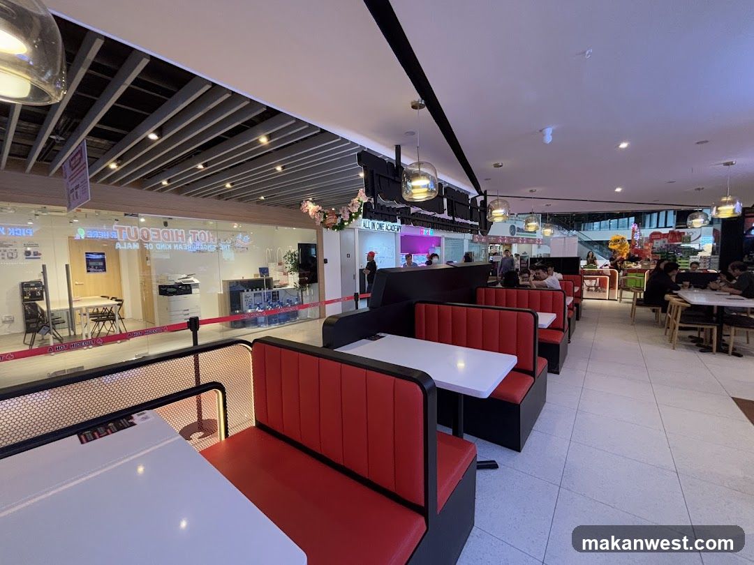 Food Court Interior with Red Booths