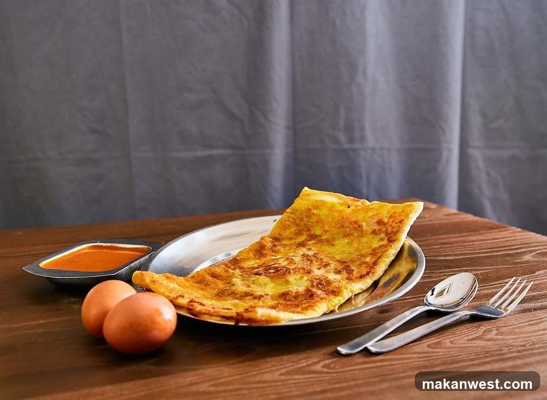 Roti Prata with Eggs and Chutney