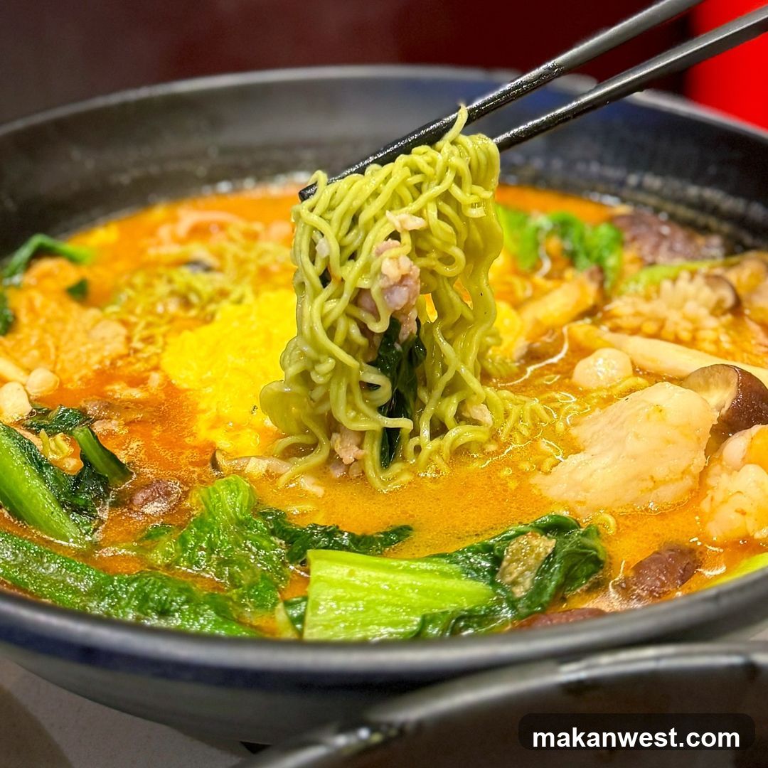 Spicy Ramen Bowl with Green Noodles