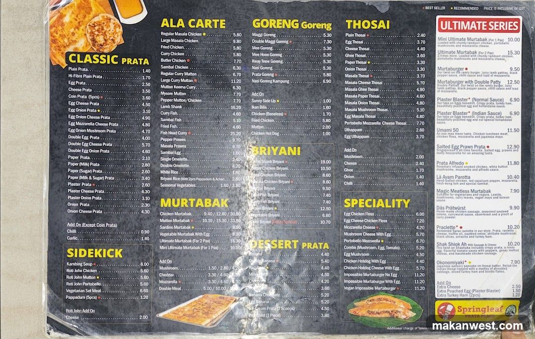 Springfield Menu Board