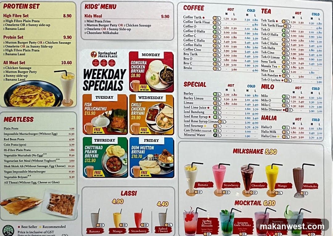 Springleaf Patta Jacc Menu