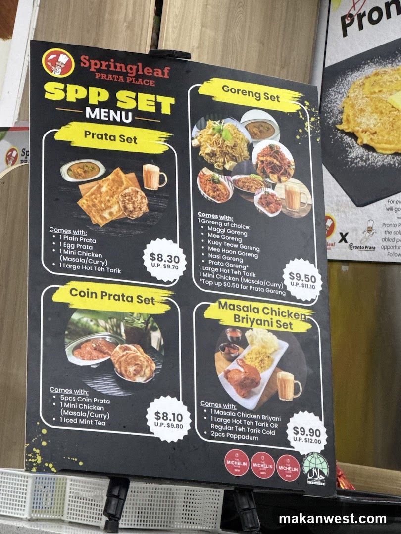 Springleaf Prata Place Menu Board