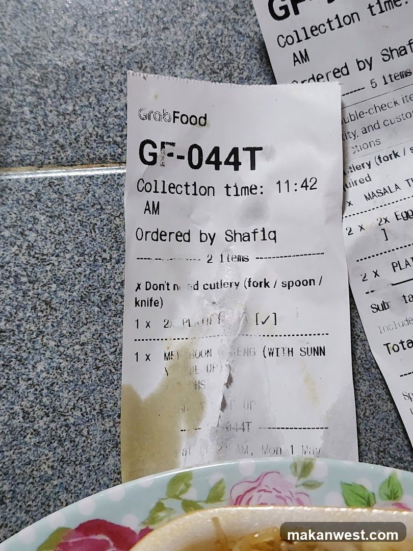 GrabFood Receipt and Food Bowl