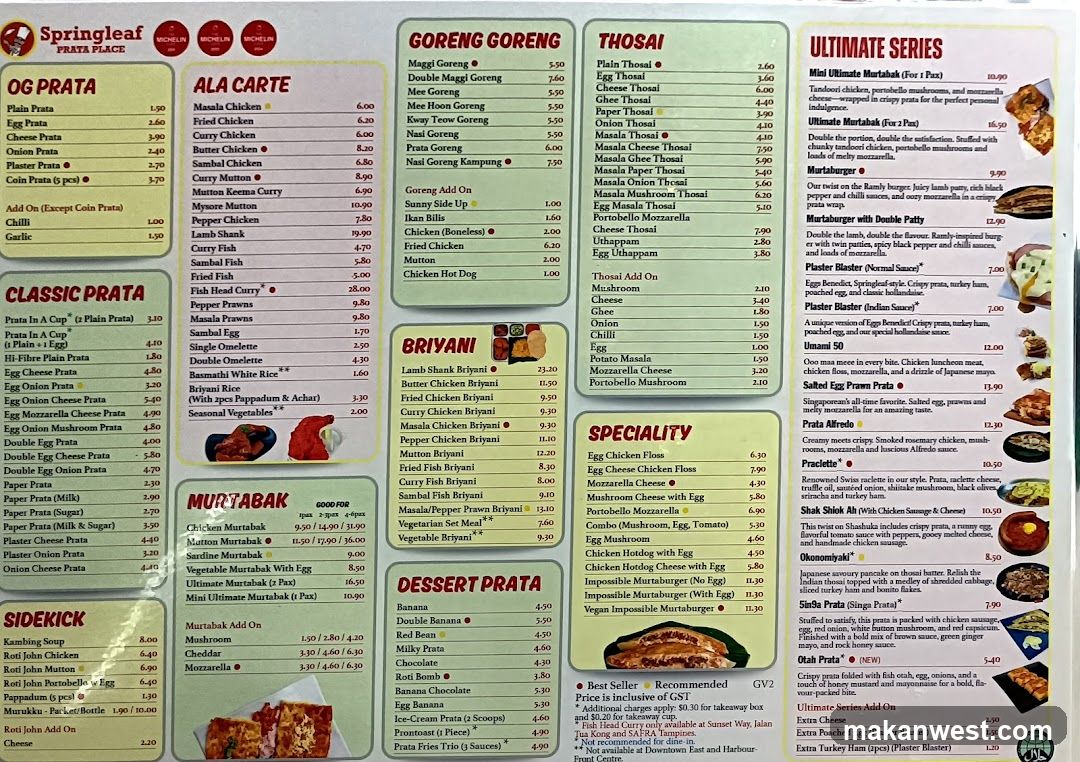 Springleaf Prata Place Menu