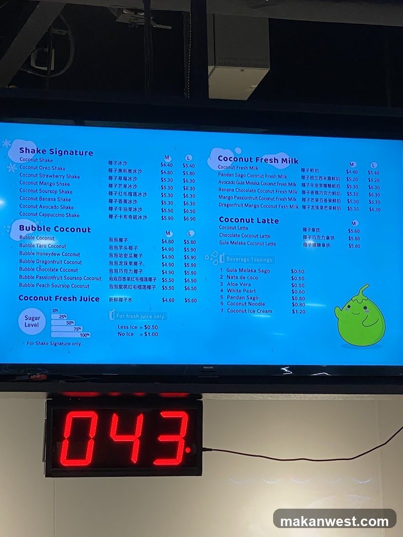 Coconut Fresh Milk Menu Board