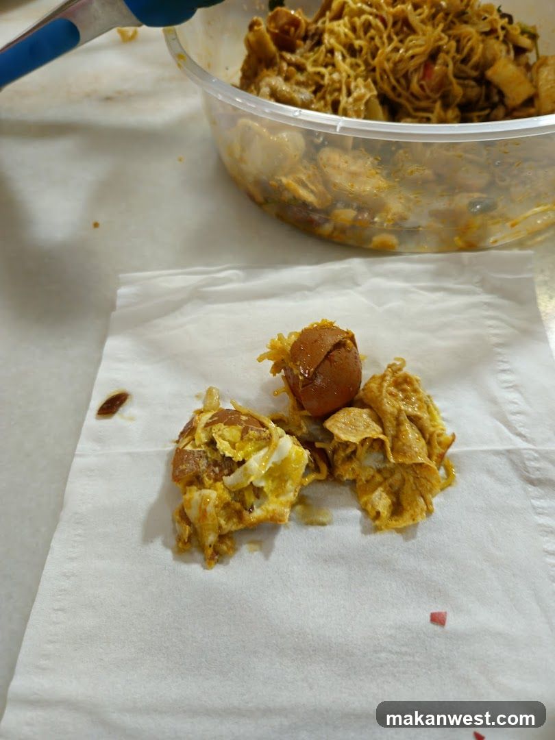 Food remnants on napkin
