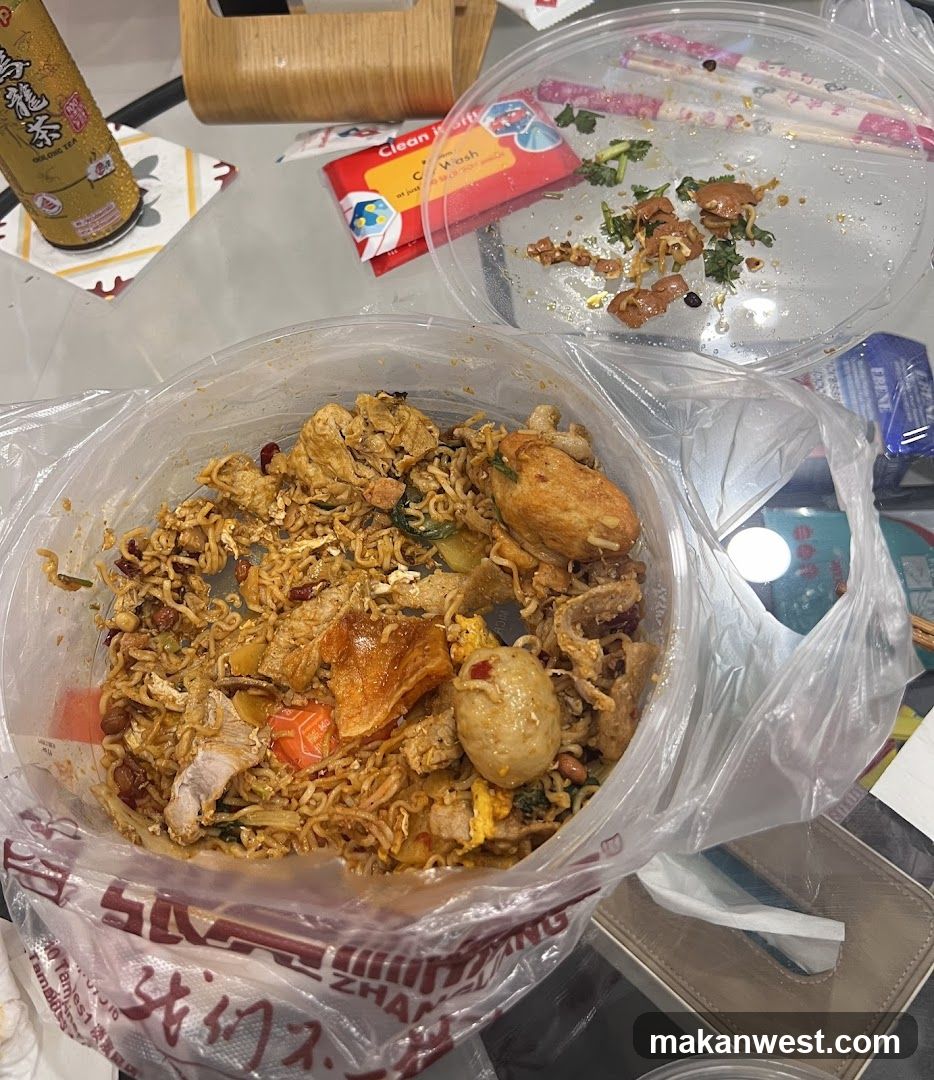 Takeout Meal with Noodles and Side Dish